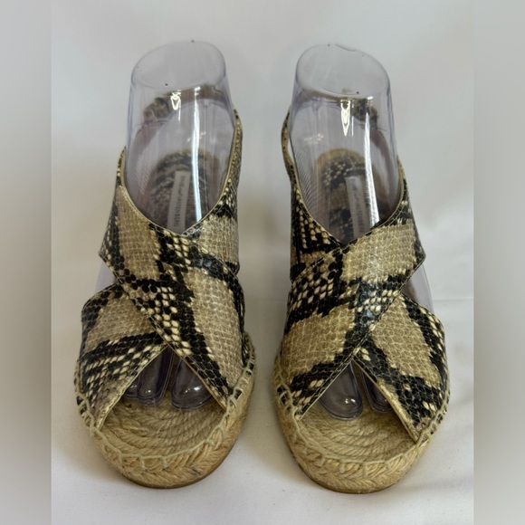 Diane Von Furstenberg Women’s Sylvie Leather Espadrille Wedge Sandals Size 8.5 - Picture 4 of 11
